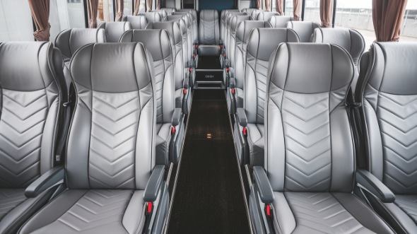 56 passenger charter bus interior view